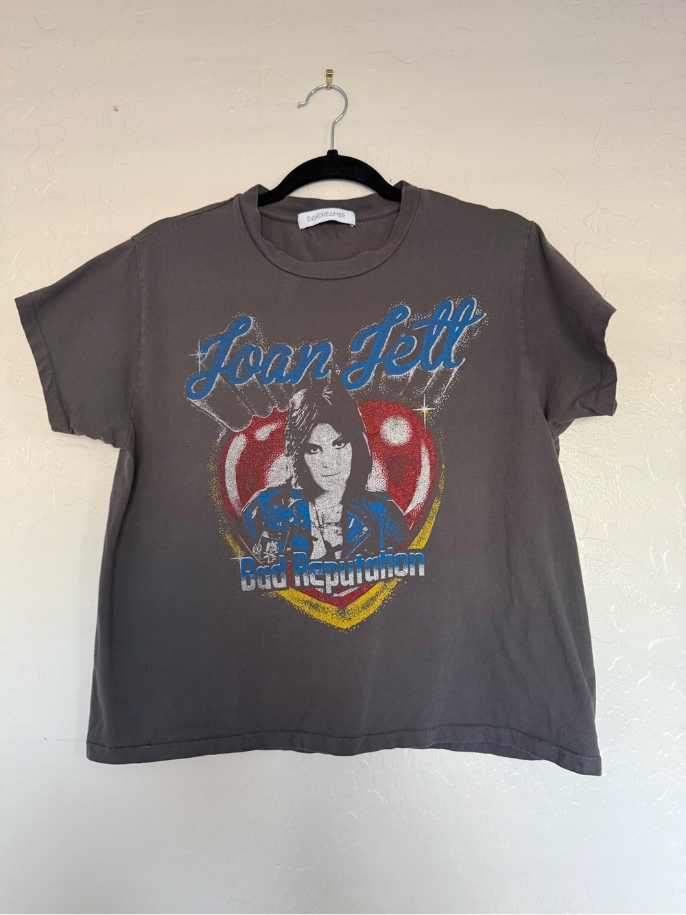Daydreamer Joan Jett Bad Reputation Graphic Tee Charcoal Rock Band Shirt